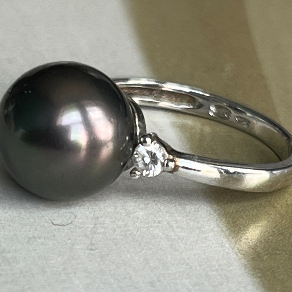 Pearlfection 925 Sterling Silver Tahitian Pearl Ring 925 Size 9